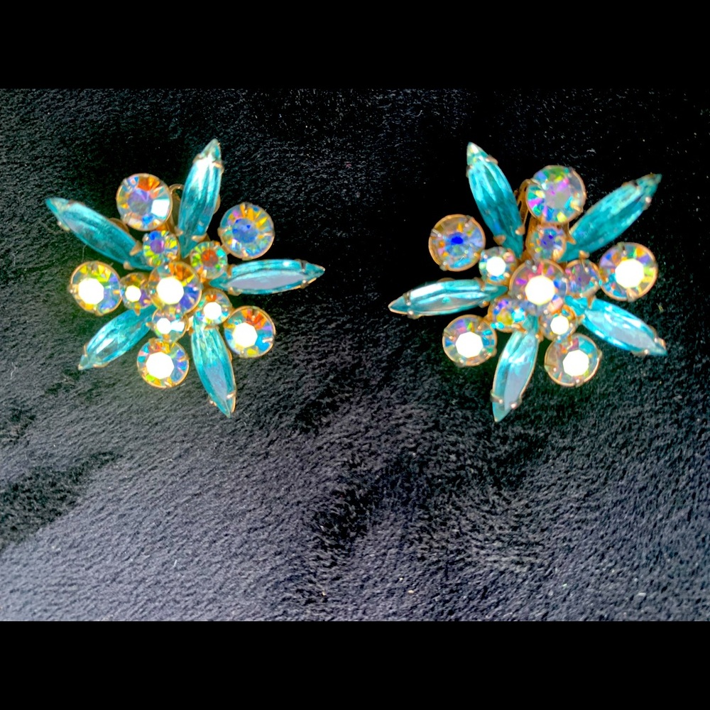 Crystal prismatic clip on earrings. Stunning